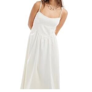 ASOS Cream Milkmaid Sundress Structured Bodice Cottagecore Coquette NWOT US 12